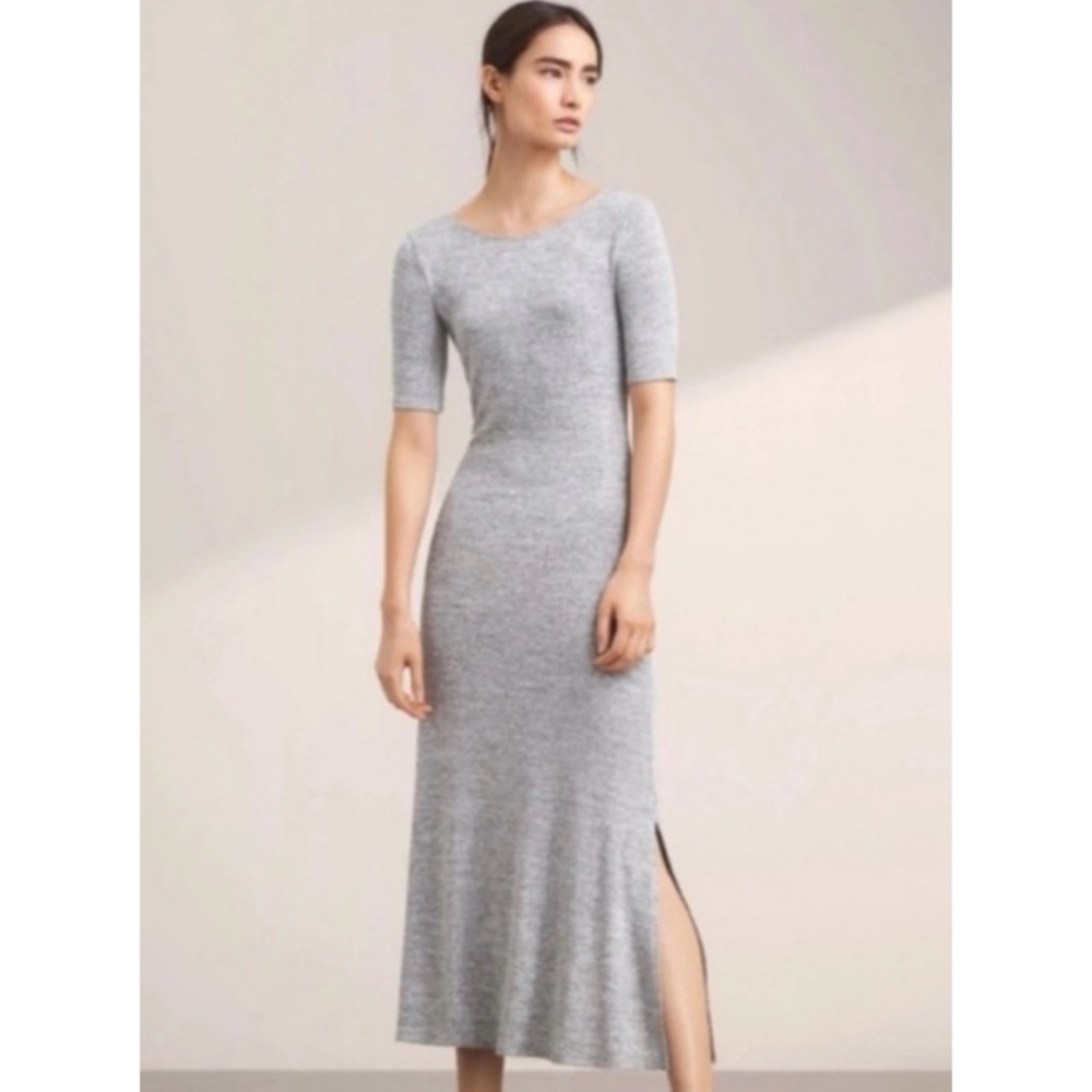 Aritzia Wilfred Free Willems Maxi Midi Dress Size XS Gray Low Scoop Neck Back